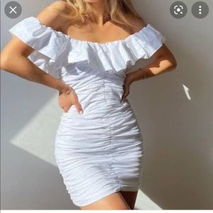 Zara white scrunched dress